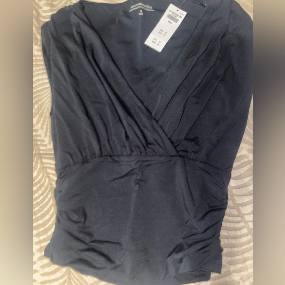 A&F Modal-blend collection black ruched tank, NWT